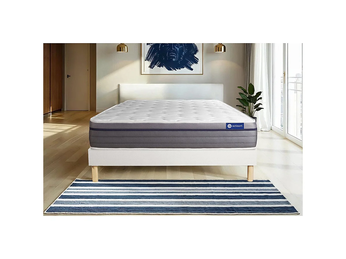 Pack colchón Actiflex zen 80x200cm + Somier multiláminas, Muelles ensacados y espuma viscoelástica, 3 zonas de confort