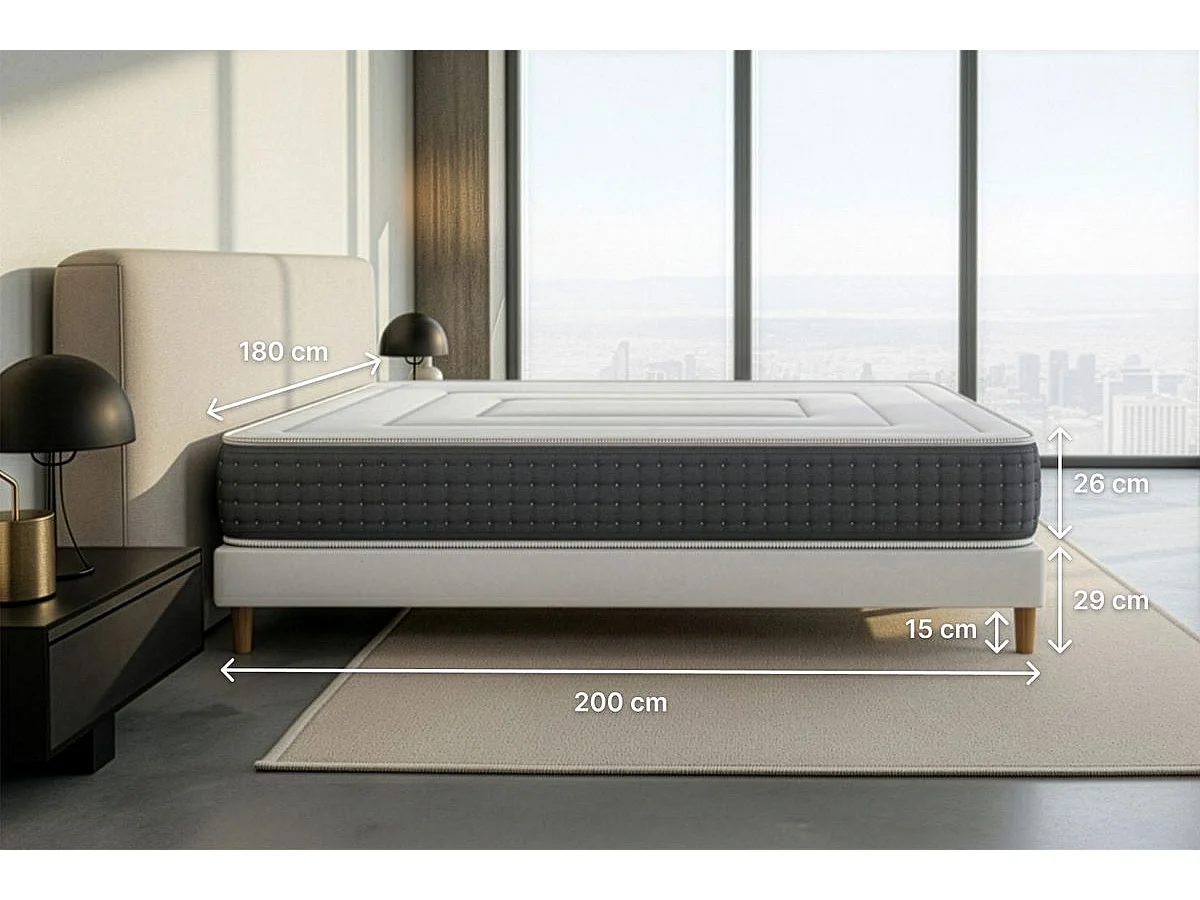 Ensemble Le Vingt-Six 180 x 200 cm double sommiers Gris
