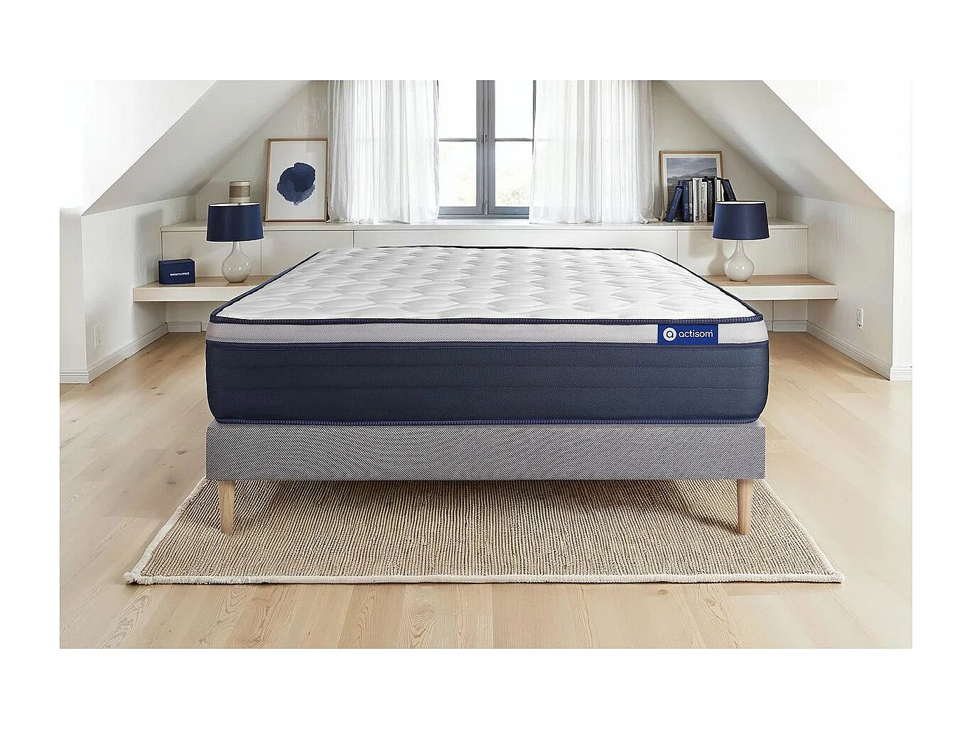 Ensemble matelas Ressorts ensachés+Mémoire de forme ACTIFLEX MAX 80x200 cm Maxi épaisseur 7zones confort + sommier KIT gris