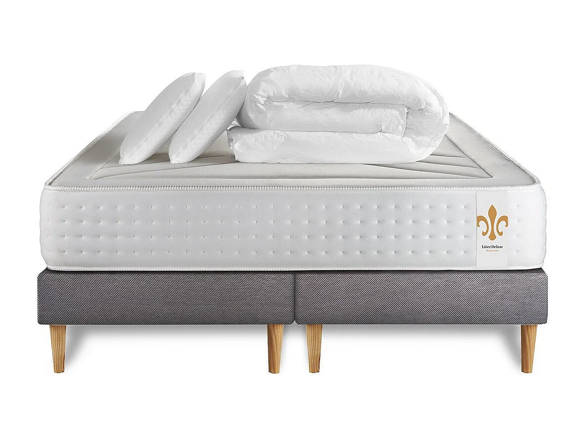 Pack Le Vingt-Quatre 180 x 200 cm double sommiers Gris