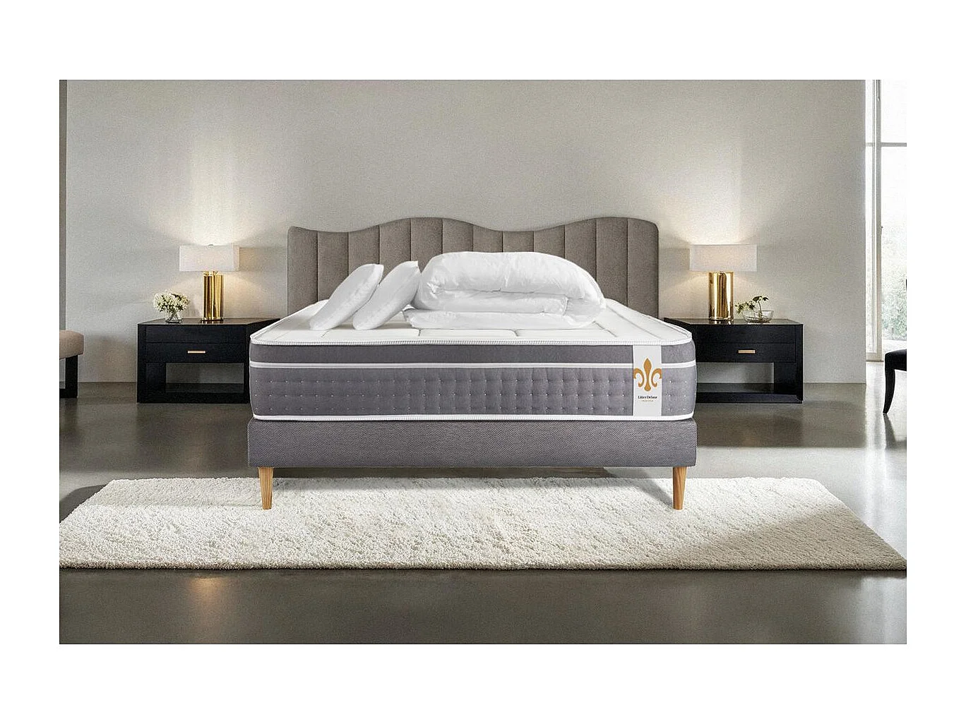 Pack Le Trente 140 x 200 cm sommier Gris