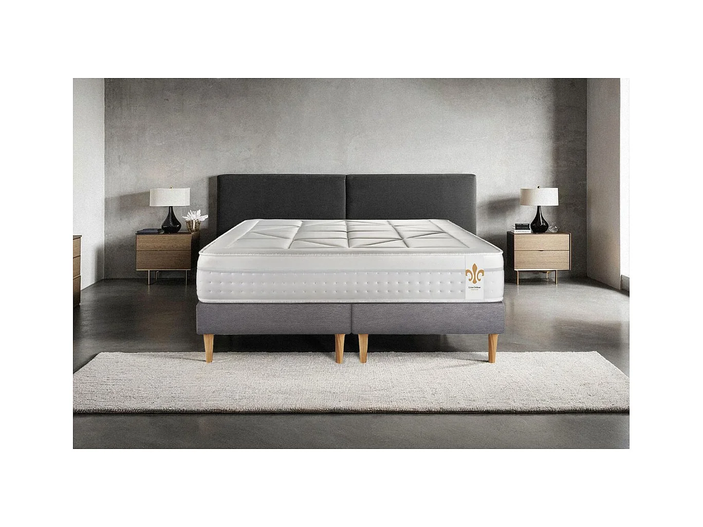 Ensemble Le Vingt-Huit 200 x 200 cm double sommiers Gris