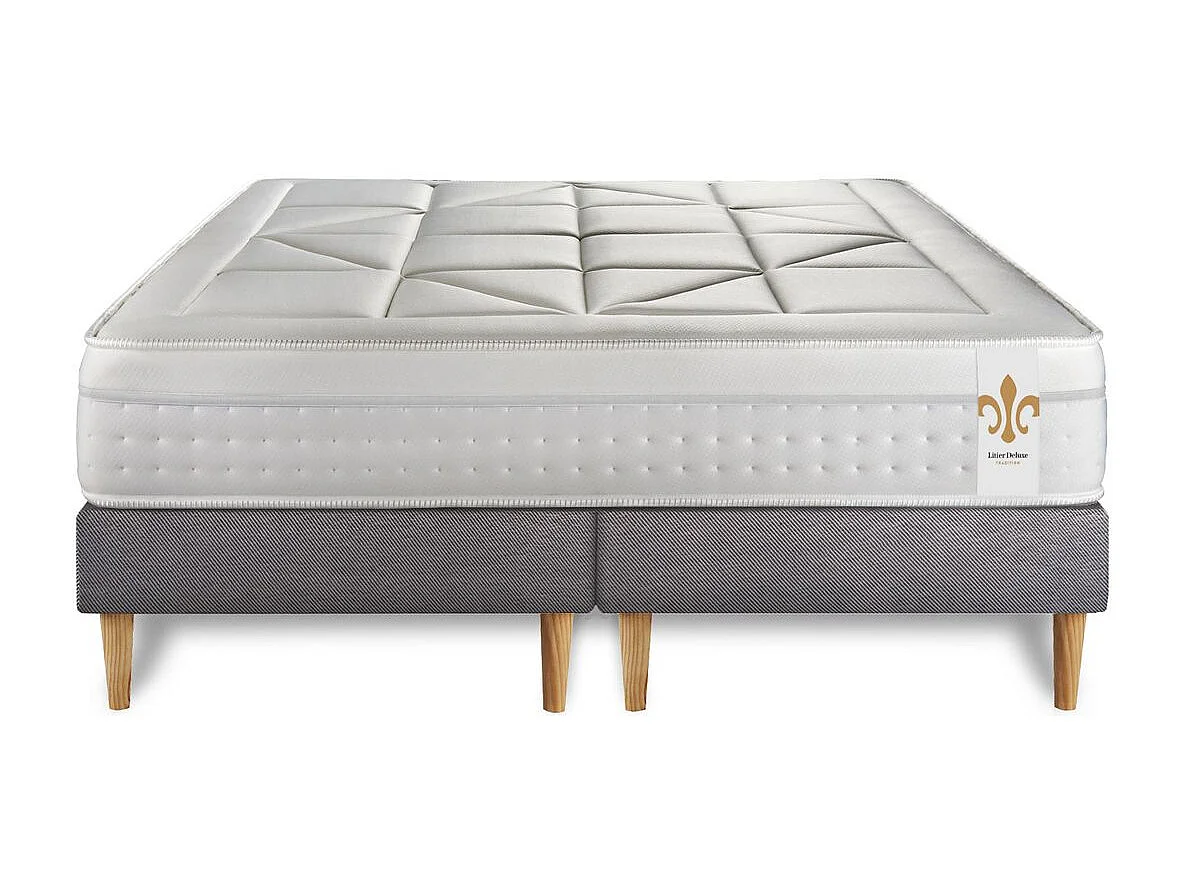 Ensemble Le Vingt-Huit 200 x 200 cm double sommiers Gris
