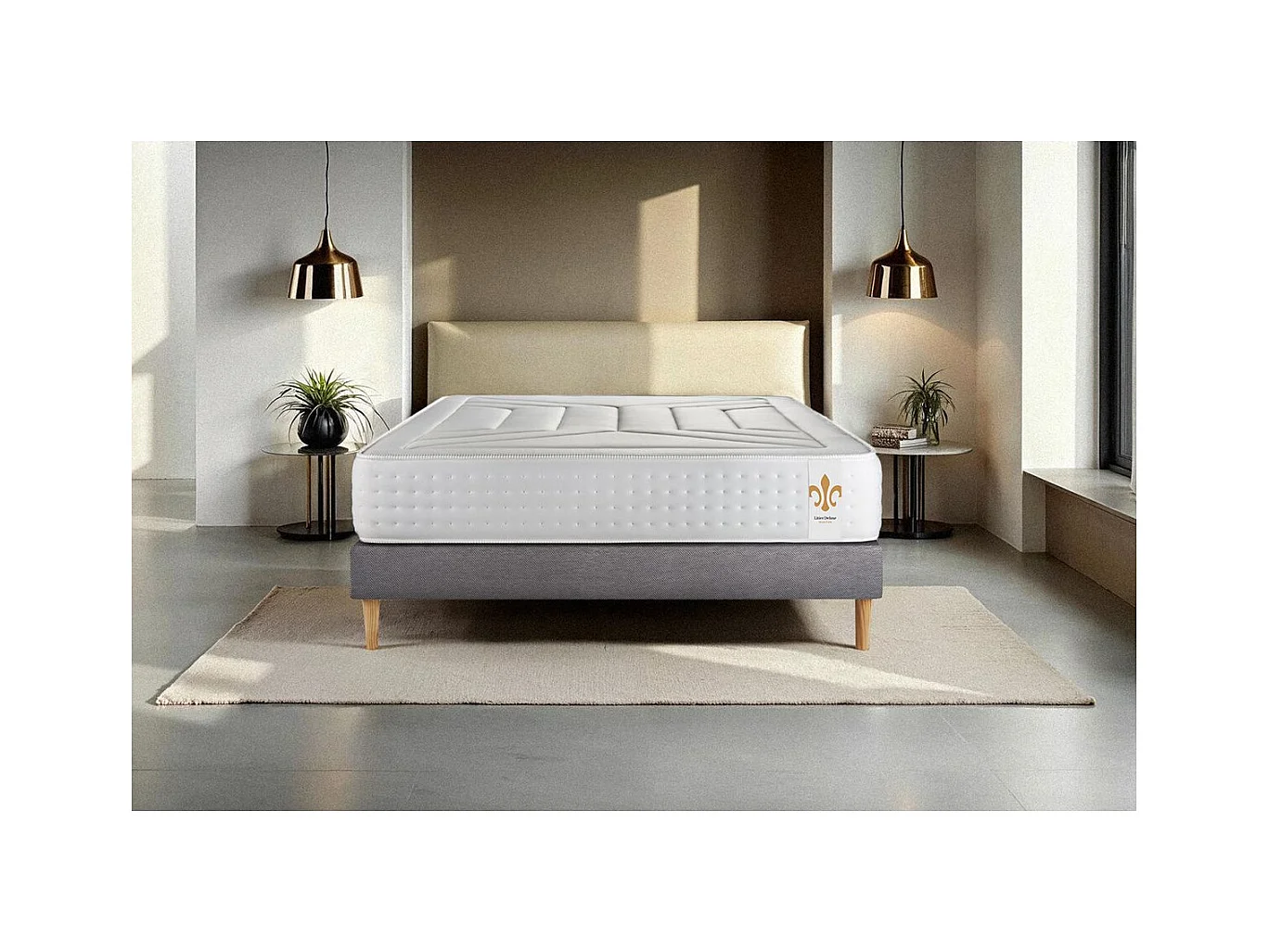Ensemble Le Vingt-Quatre 140 x 200 cm sommier Gris