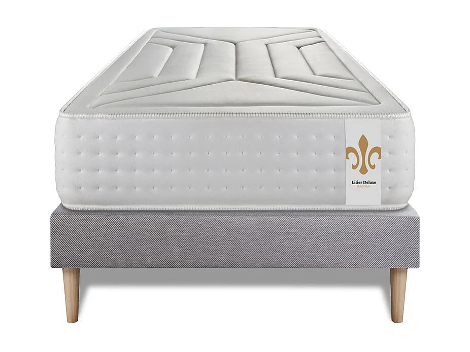 Ensemble Le Vingt-Quatre 90 x 190 cm sommier Gris