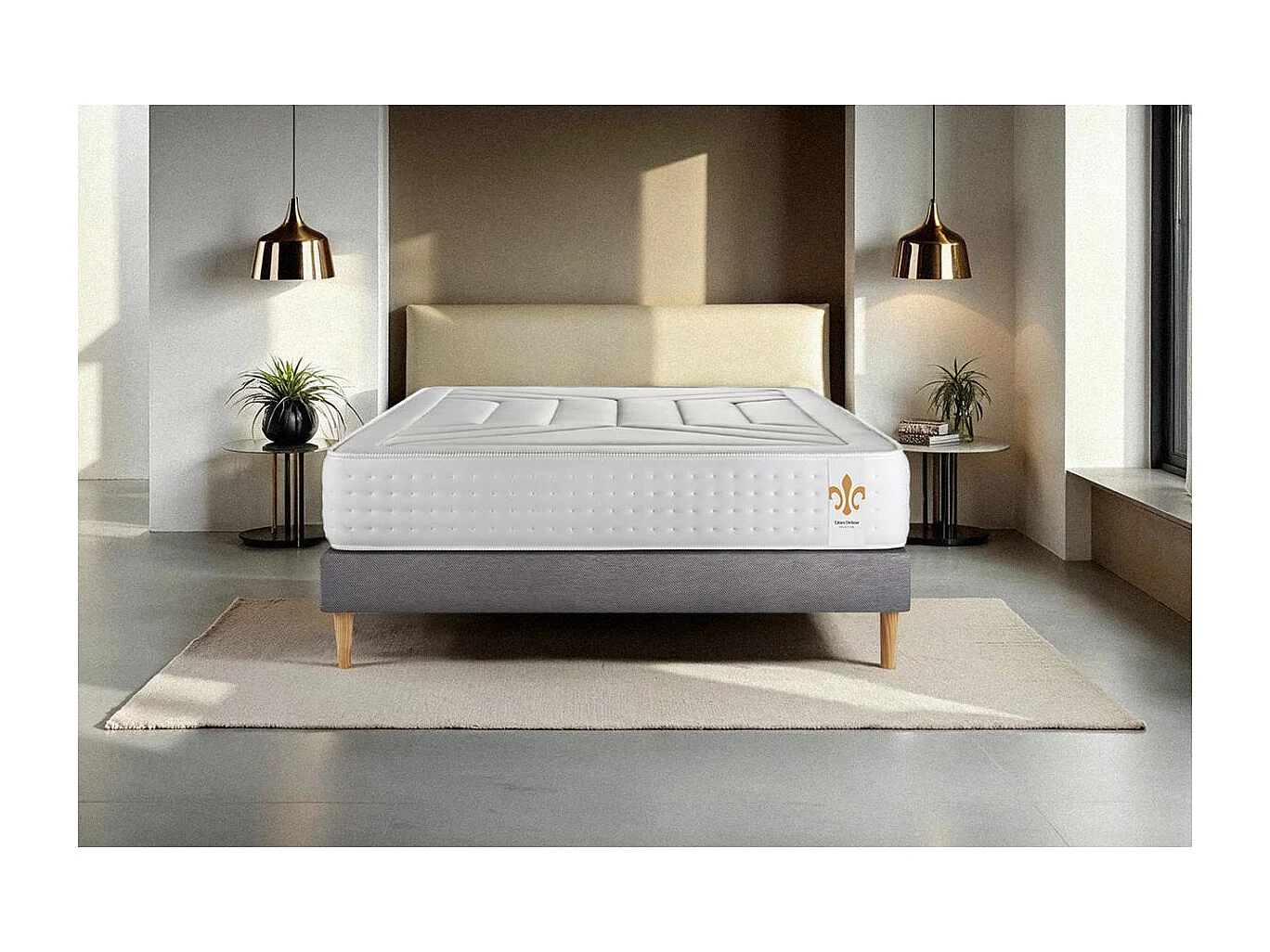 Ensemble Le Vingt-Quatre 90 x 190 cm sommier Gris
