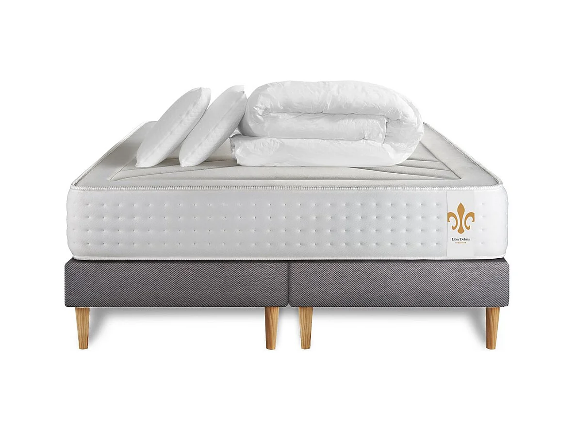 Pack Le Vingt-Quatre 160 x 200 cm double sommiers Gris