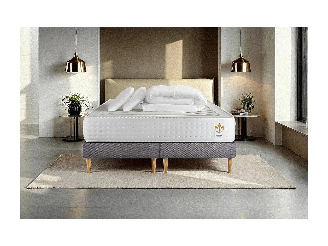 Pack Le Vingt-Quatre 160 x 200 cm double sommiers Gris