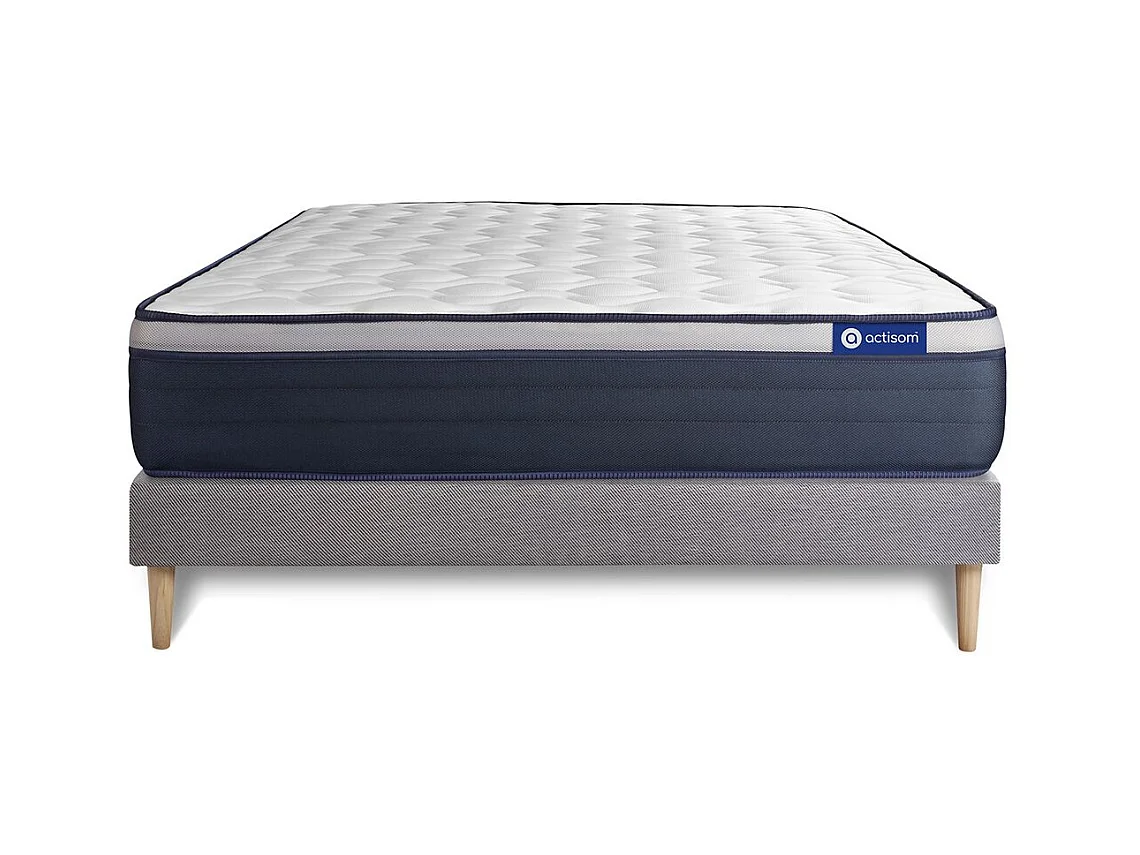 Ensemble matelas Latex+Mémoire de forme ACTILATEX MAX 120x190 cm Maxi épaisseur 7zones de confort + sommier KIT gris