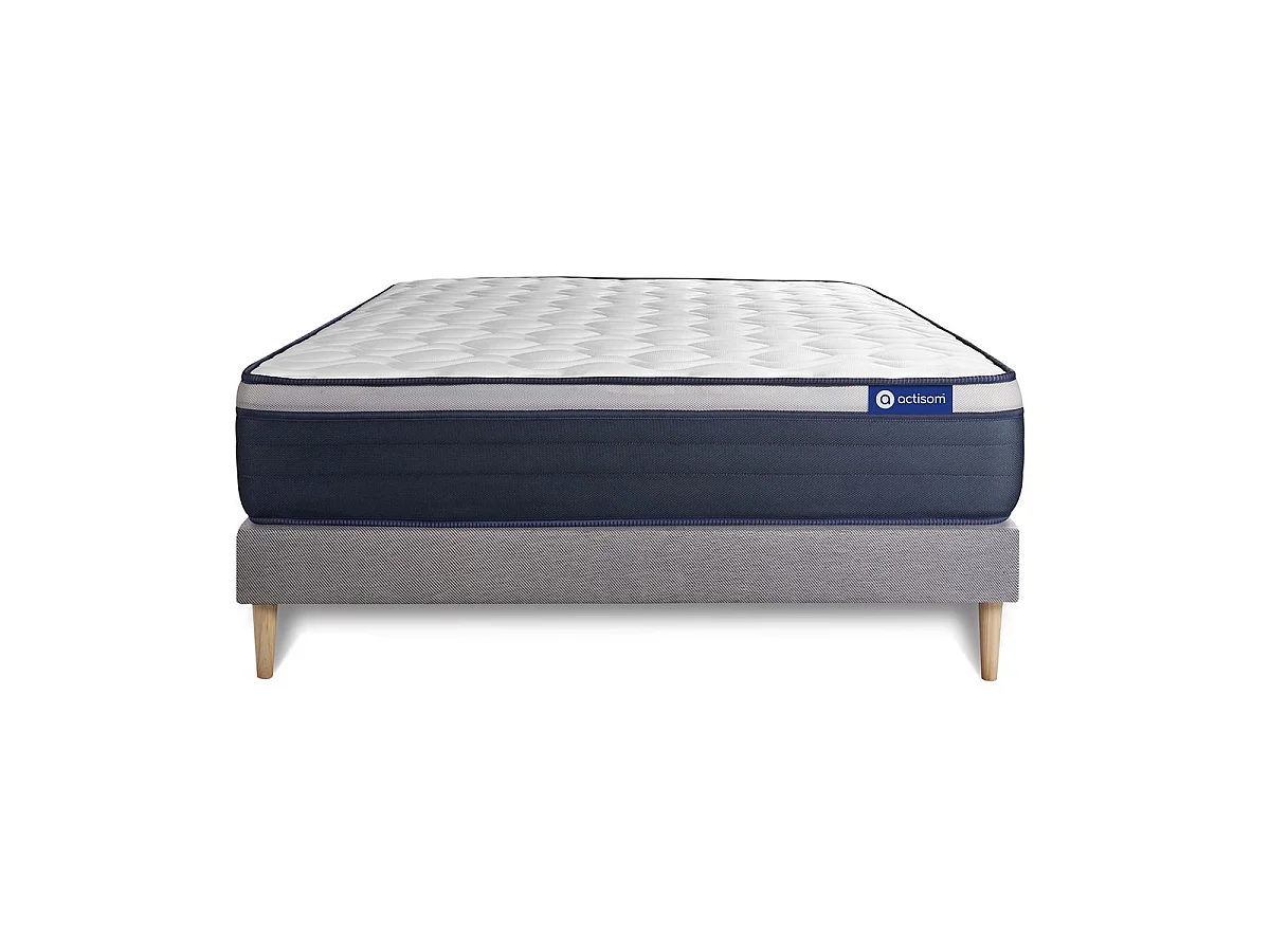 Ensemble matelas Latex+Mémoire de forme ACTILATEX MAX 120x190 cm Maxi épaisseur 7zones de confort + sommier KIT gris
