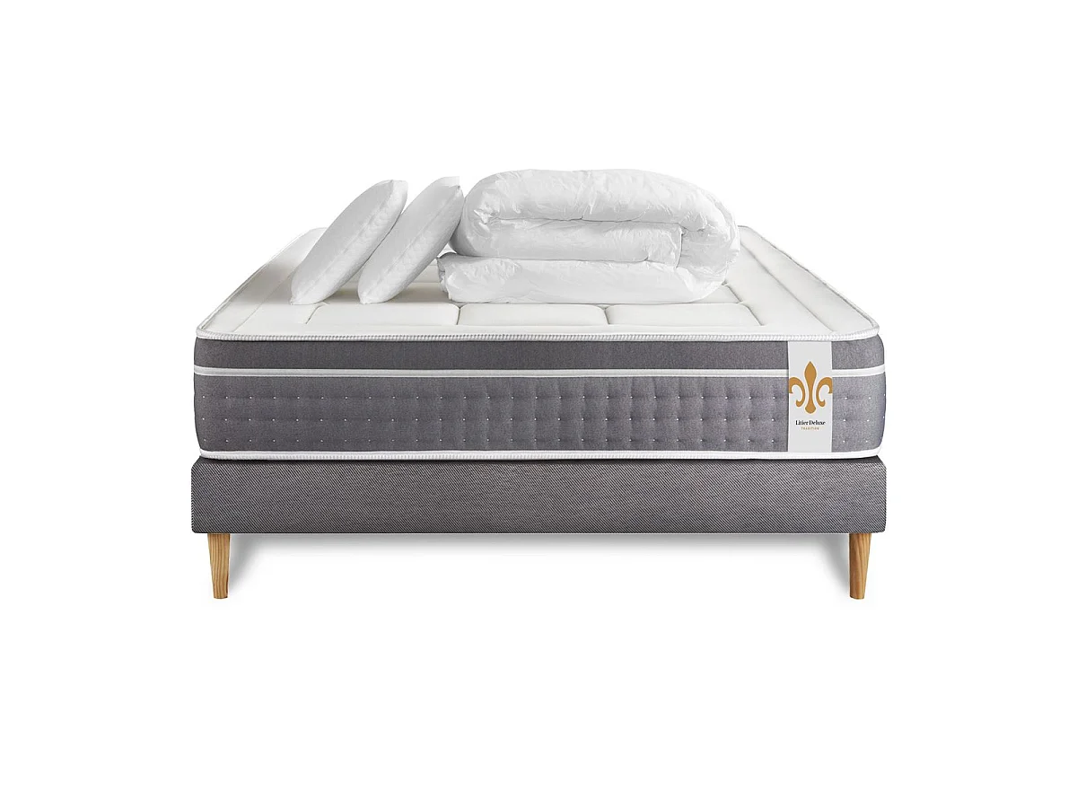 Pack Le Trente 160 x 200 cm sommier Gris
