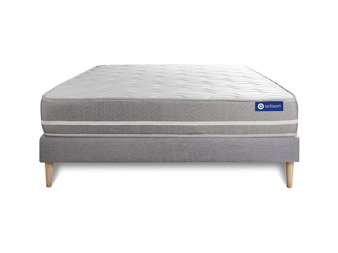Ensemble matelas Latex + mémoire de forme ACTILATEX TOUCH 120x200 3zones de confort + sommier KIT gris