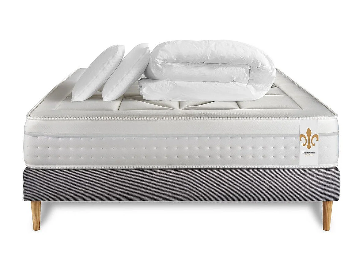 Pack Le Vingt-Huit 160 x 200 cm sommier Gris