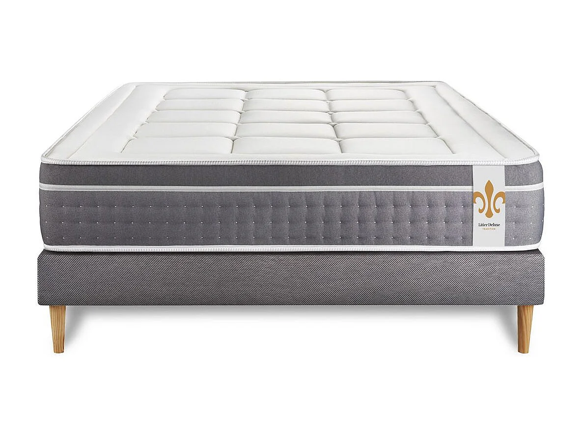 Pack Le Trente 140 x 190 cm sommier Gris