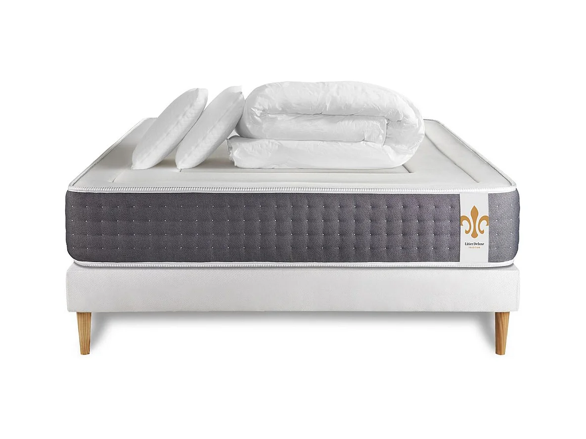 Pack Vingt-Six 140 x 190 cm sommier Kit Blanc