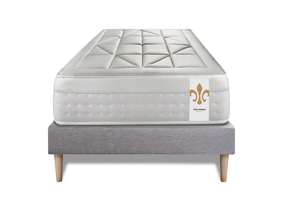 Ensemble Le Vingt-Huit 90 x 190 cm sommier Gris