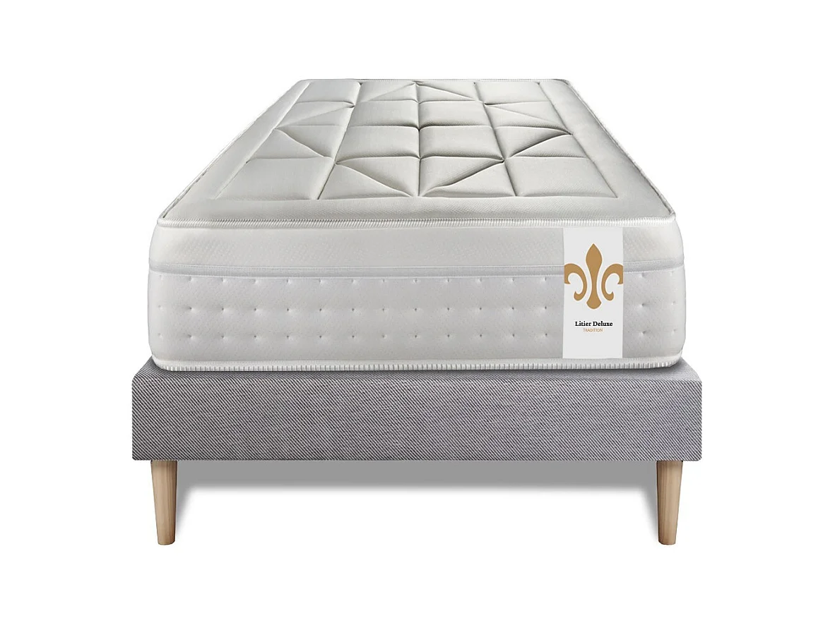 Ensemble Le Vingt-Huit 90 x 190 cm sommier Gris