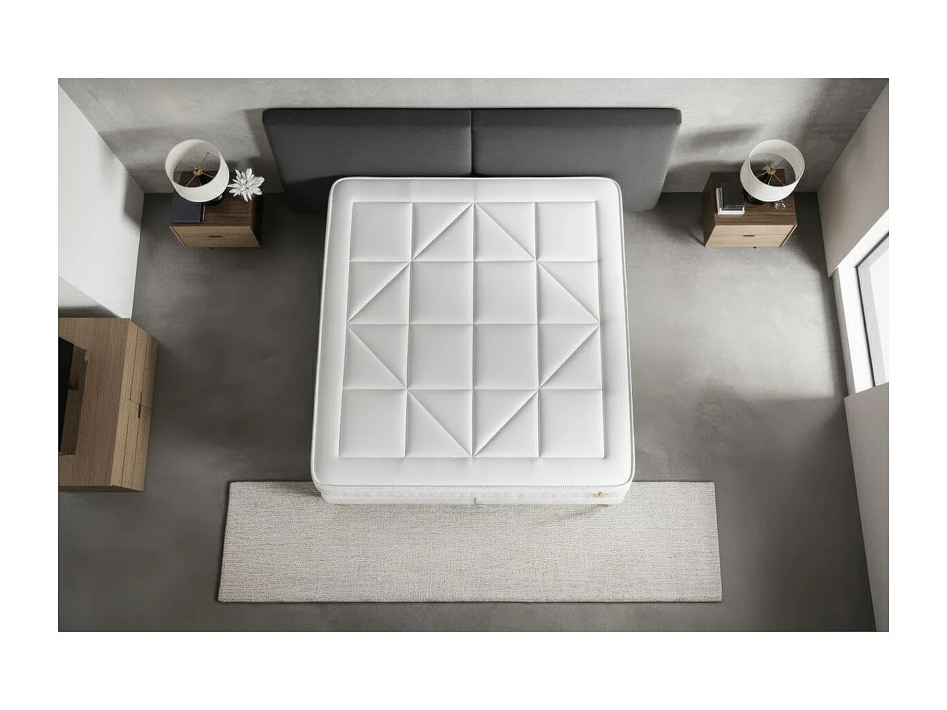 Ensemble Le Vingt-Huit 90 x 190 cm sommier Gris