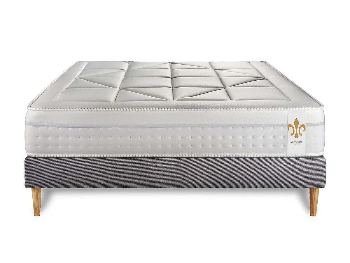 Ensemble Le Vingt-Huit 140 x 190 cm sommier Gris