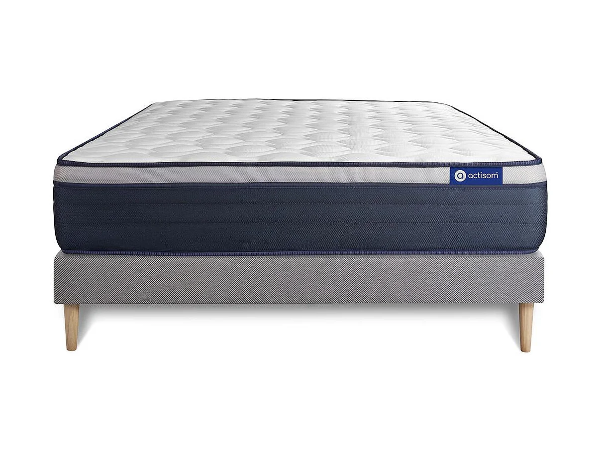 Ensemble matelas Ressorts ensachés+Mémoire de forme ACTIFLEX MAX 120x200 cm Maxi épaisseur 7zones confort + sommier KIT gris