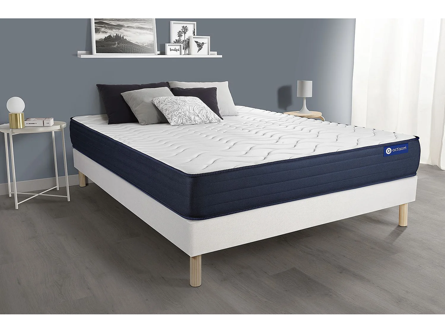 Ensemble matelas ACTIFLEX LIFE 80x190 Ressorts ensachés et Mémoire de forme 5zones de confort + sommier KIT blanc