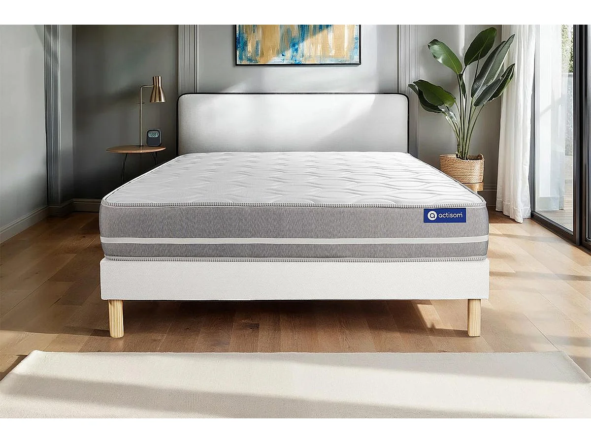 Ensemble matelas Mémoire de forme ACTIMEMO TOUCH 80x200 3zones de confort + sommier KIT blanc