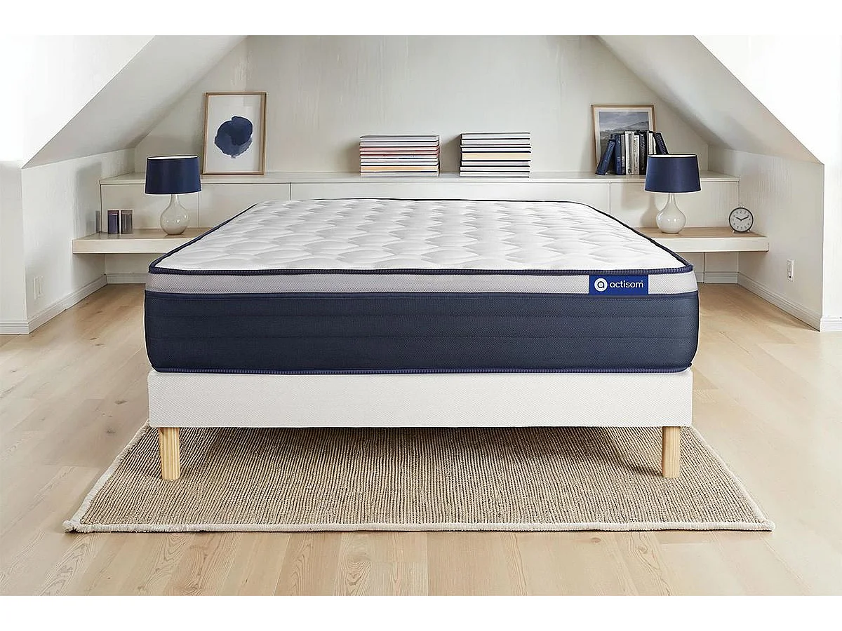 Ensemble matelas Mémoire de forme ACTIMEMO MAX 120x200 cm Maxi épaisseur 7zones de confort + sommier KIT blanc