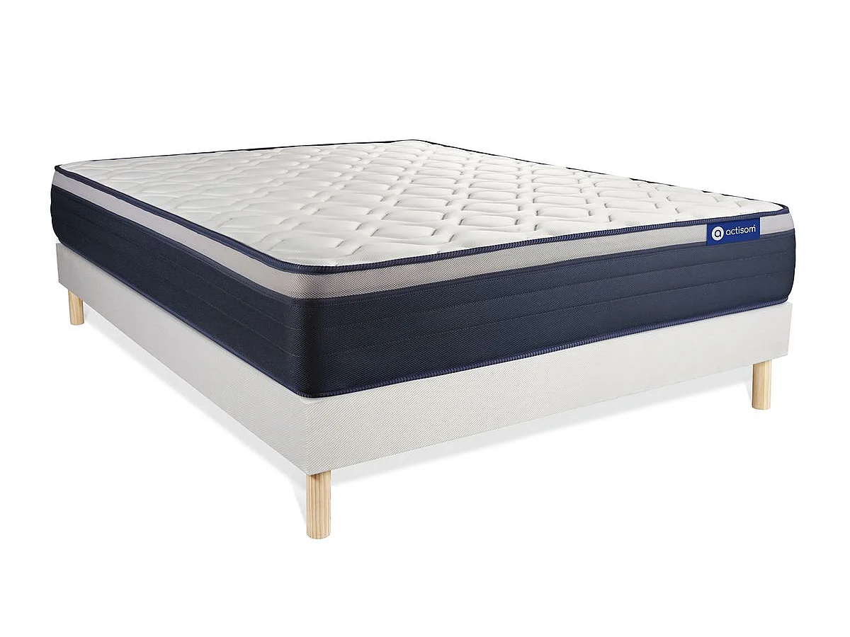 Ensemble matelas Mémoire de forme ACTIMEMO MAX 120x200 cm Maxi épaisseur 7zones de confort + sommier KIT blanc