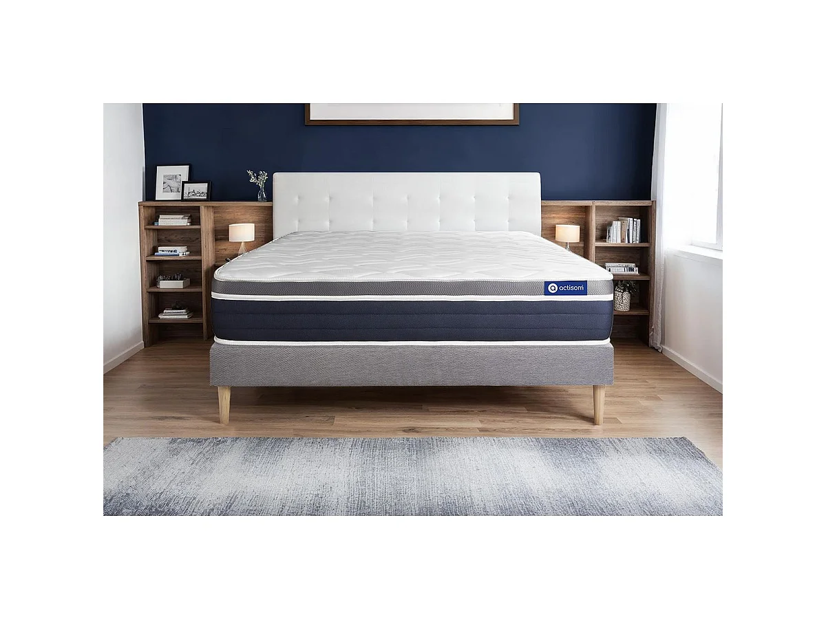 Lattenbodem en Actiflex confort matras 120x190cm , matrasdikte : 26 cm , pocketveren en traagschuim , vrij stevig, 7 comfortzones