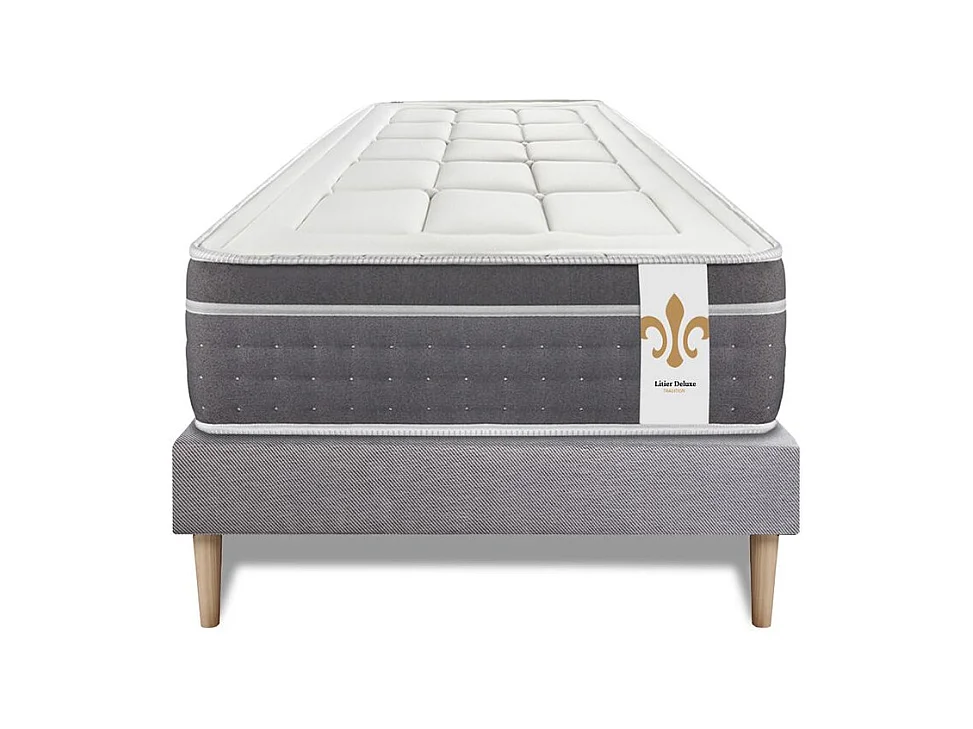 Ensemble Trente 90 x 200 cm sommier Kit Gris