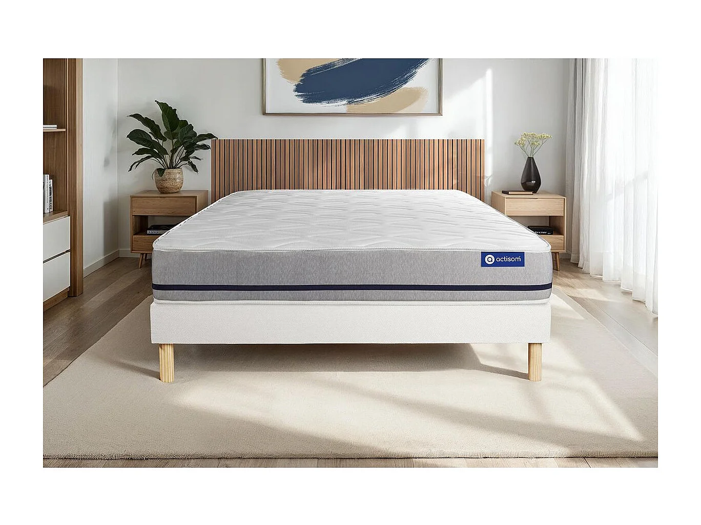 Ensemble matelas 120x190 ACTIFLEX SOFT 3zones de confort + sommier KIT blanc