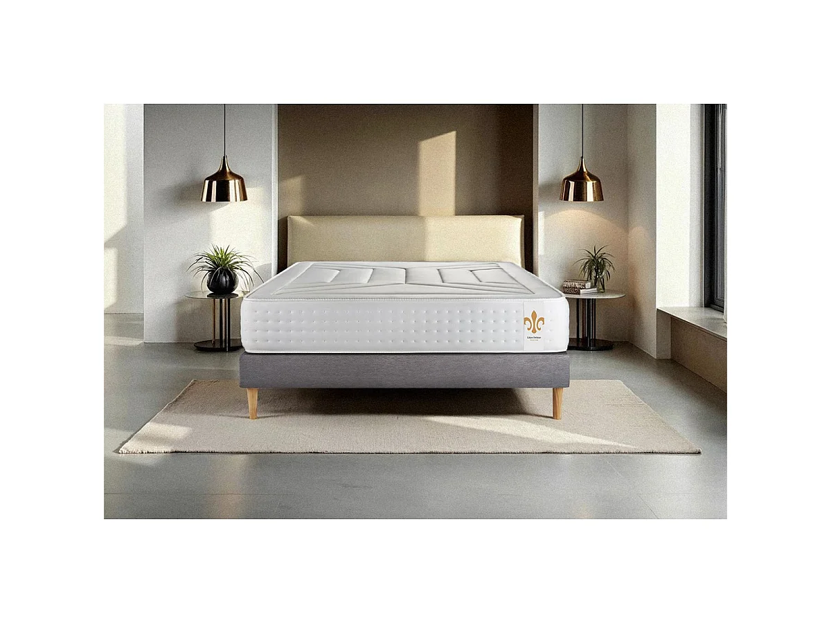 Ensemble Vingt-Quatre 90 x 200 cm sommier Kit Gris