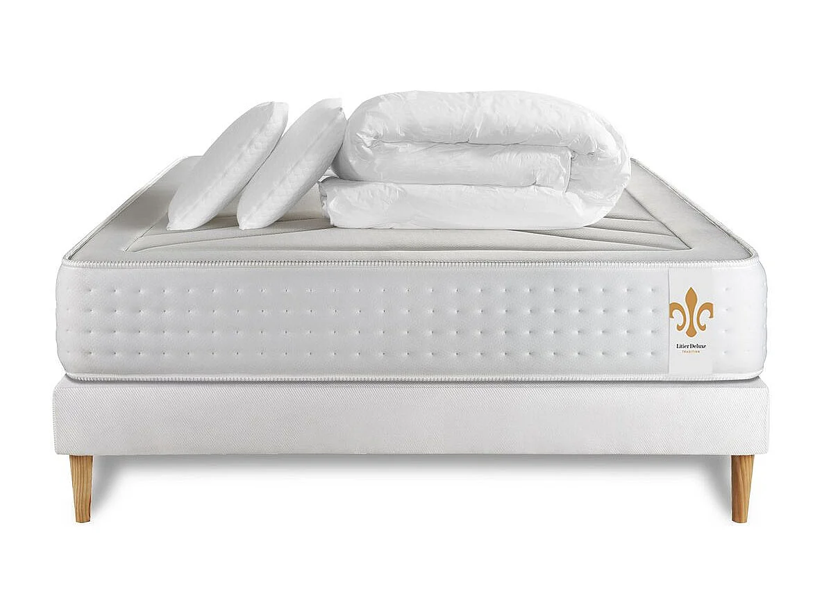 Pack Vingt-Quatre 140 x 200 cm sommier Kit Blanc