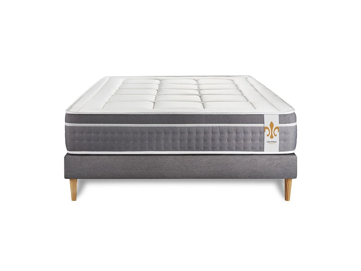 Ensemble Trente 140 x 190 cm sommier Kit Gris