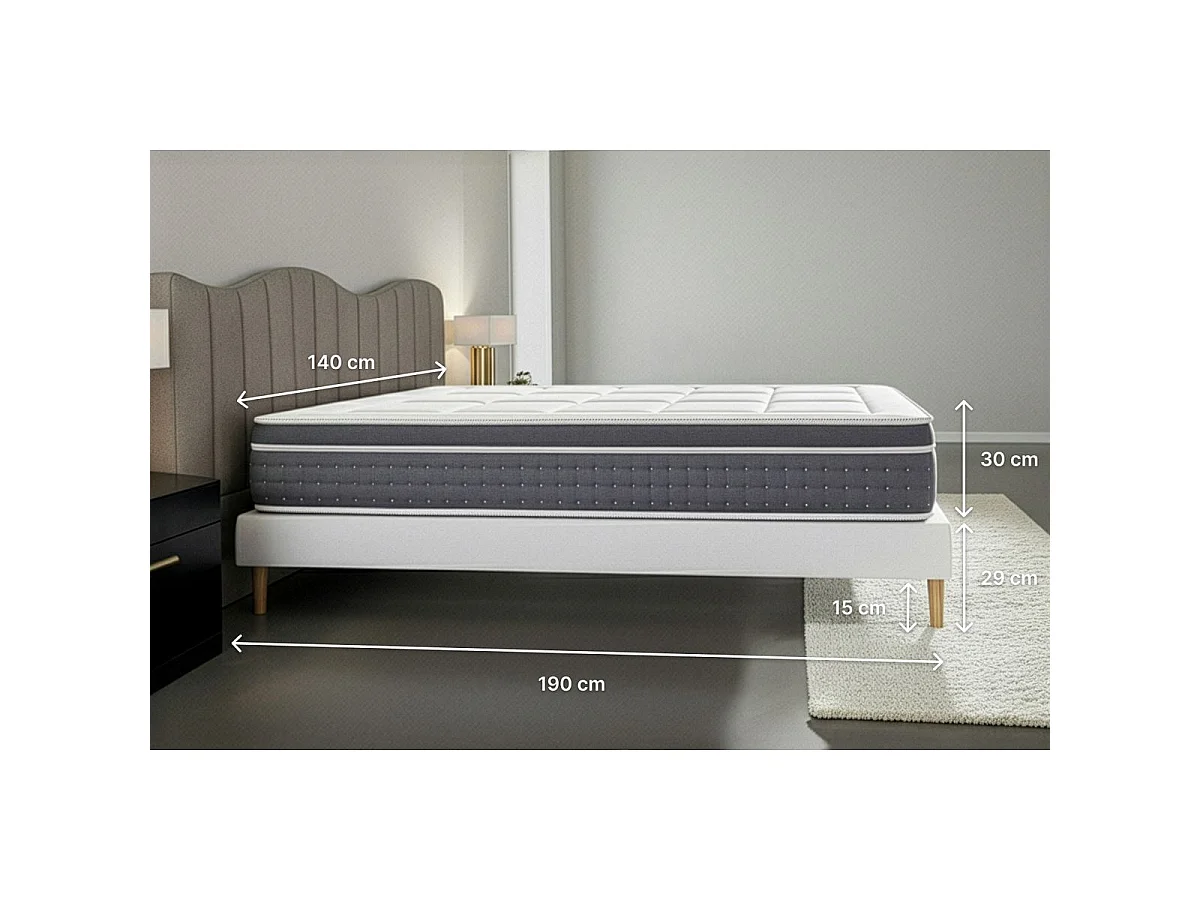Ensemble Le Trente 140 x 190 cm sommier Blanc