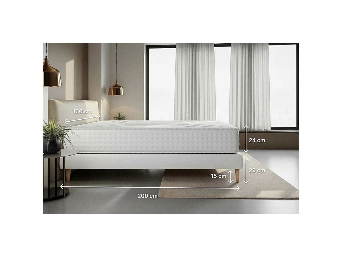 Ensemble Le Vingt-Quatre 160 x 200 cm double sommiers Blanc