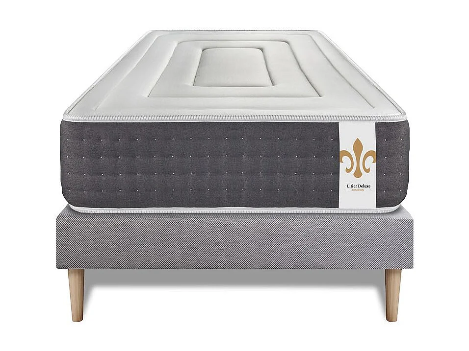 Ensemble Vingt-Six 90 x 200 cm sommier Kit Gris