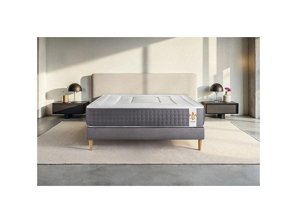 Ensemble Vingt-Six 90 x 200 cm sommier Kit Gris