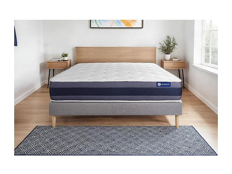 Ensemble matelas Mémoire de forme ACTIMEMO MORPHO 120x190 Maxi épaisseur 5zones de confort + sommier KIT gris