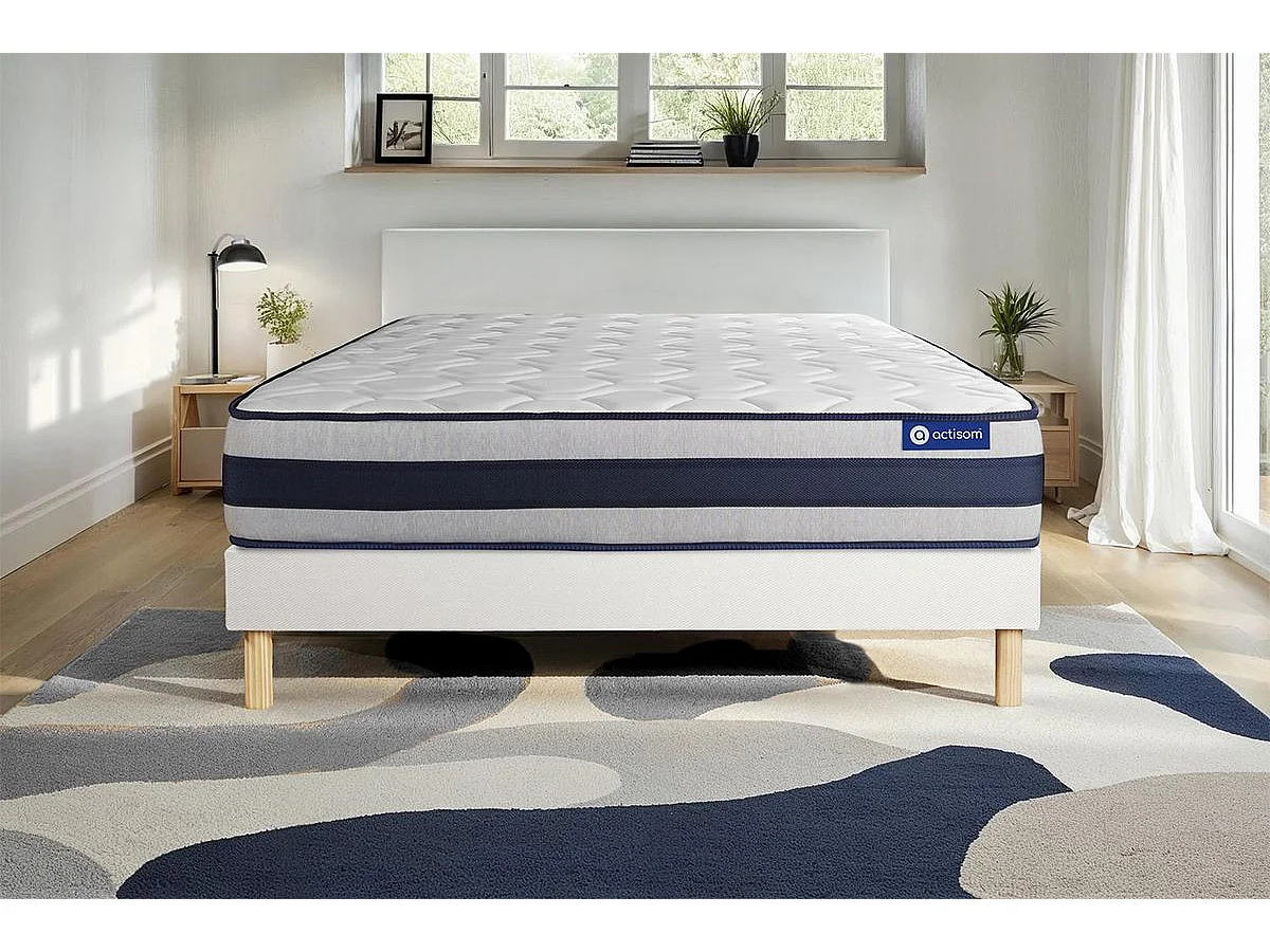 Ensemble matelas Mémoire de forme ACTIMEMO ERGO 120x190 cm Maxi épaisseur 5zones de confort + sommier KIT blanc