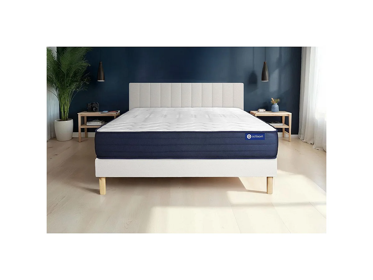Ensemble matelas ACTIMEMO LIFE 80x200 Mémoire de forme 5zones de confort + sommier KIT blanc