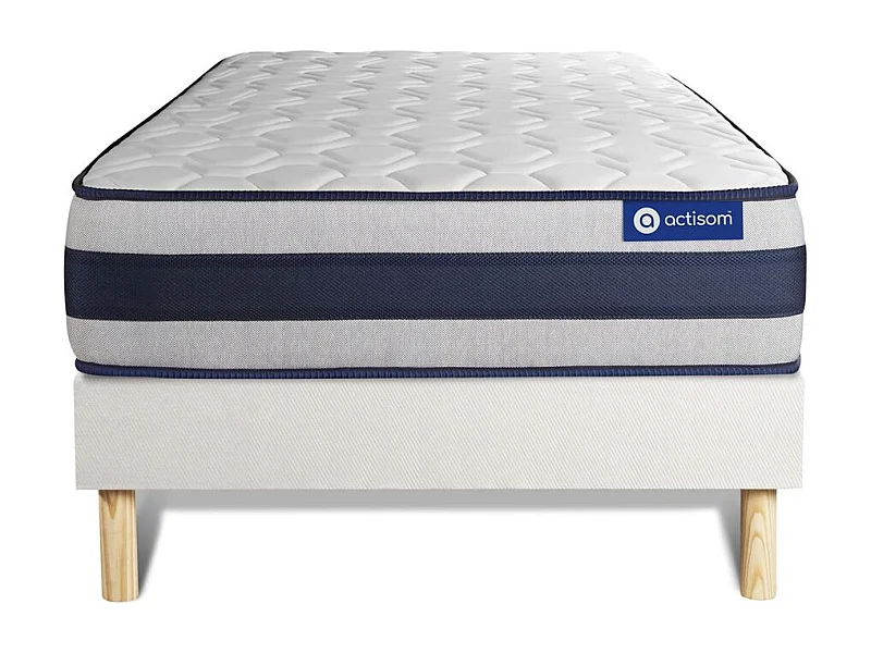 Ensemble matelas Latex et Mémoire de forme ACTILATEX ERGO 80x190 cm Maxi épaisseur 5zones de confort + sommier KIT blanc