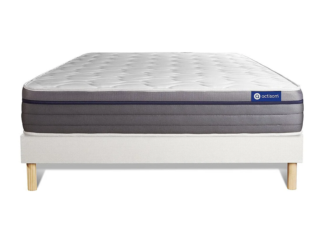 Ensemble matelas Mémoire de forme ACTIMEMO ZEN 120x190 Maxi épaisseur 7zones de confort + sommier KIT blanc