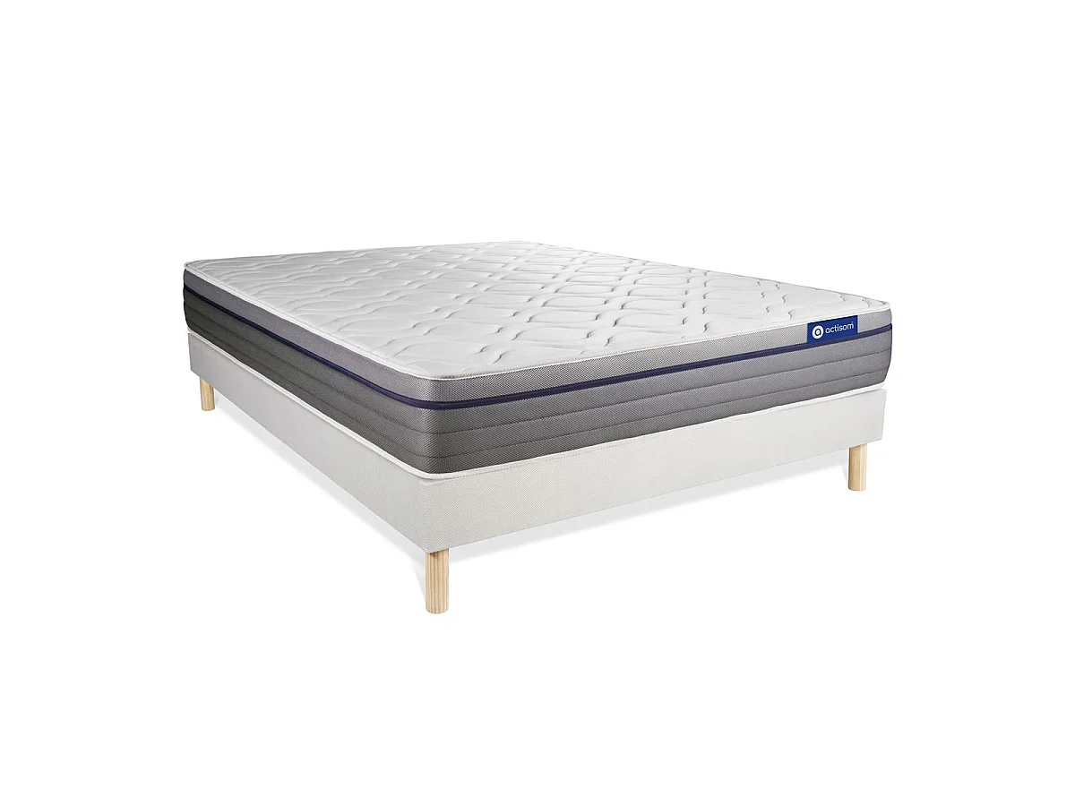 Ensemble matelas Mémoire de forme ACTIMEMO ZEN 120x190 Maxi épaisseur 7zones de confort + sommier KIT blanc