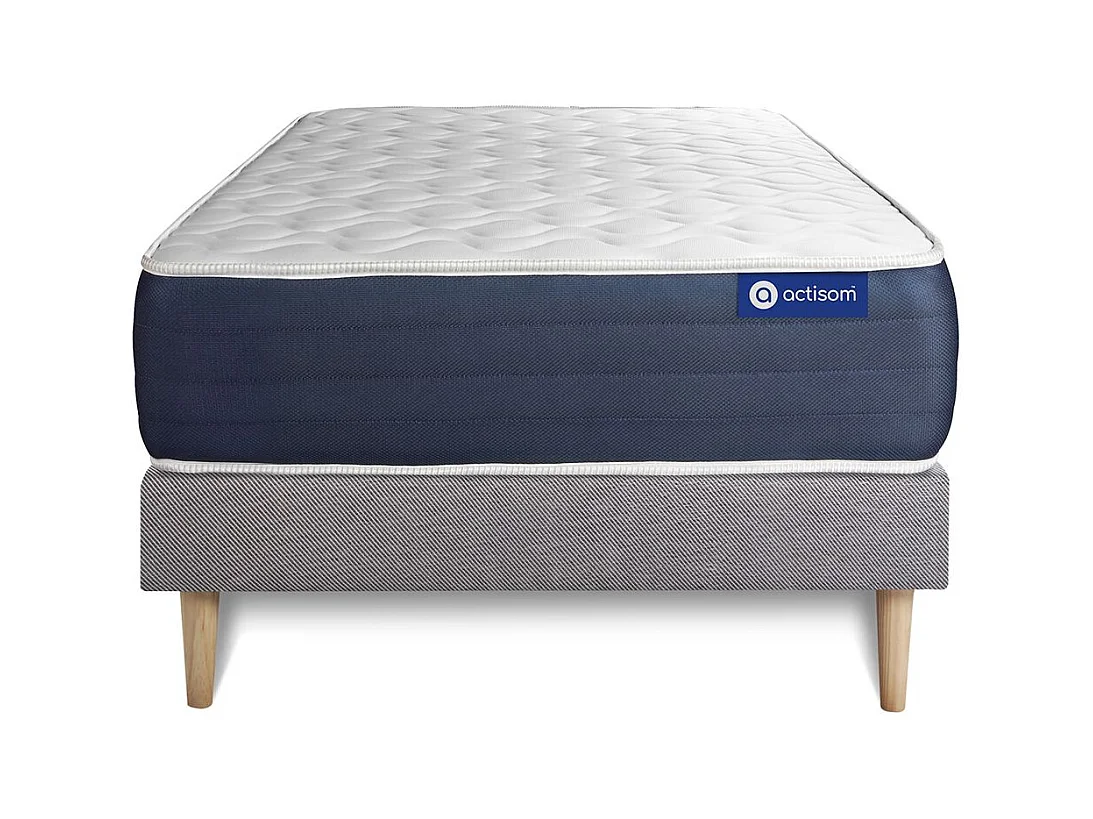 Ensemble matelas Ressorts ensachés et Mémoire de forme ACTIFLEX SLEEP 80x190 5zones de confort + sommier KIT gris
