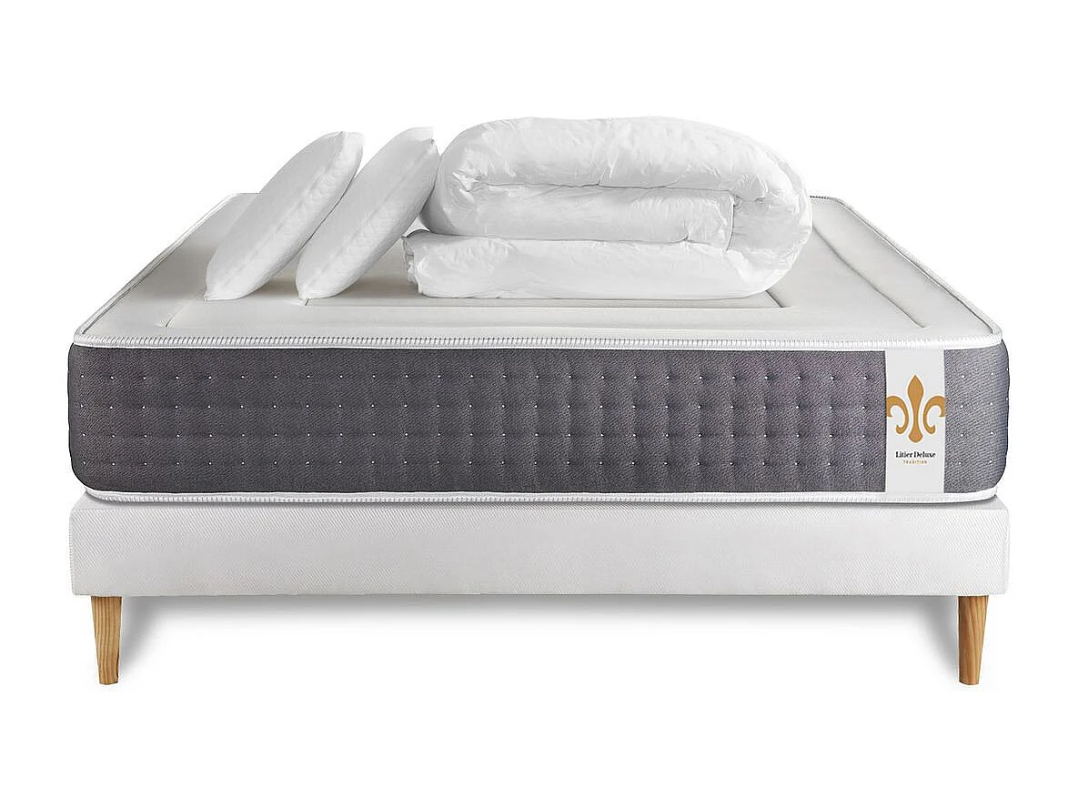 Pack Vingt-Six 140 x 200 cm sommier Kit Blanc