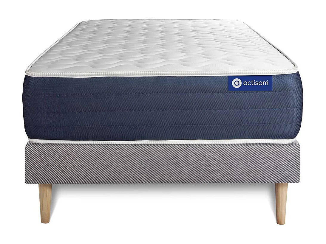 Ensemble matelas Latex et Mémoire de forme ACTILATEX SLEEP 80x200 5zones de confort + sommier KIT gris