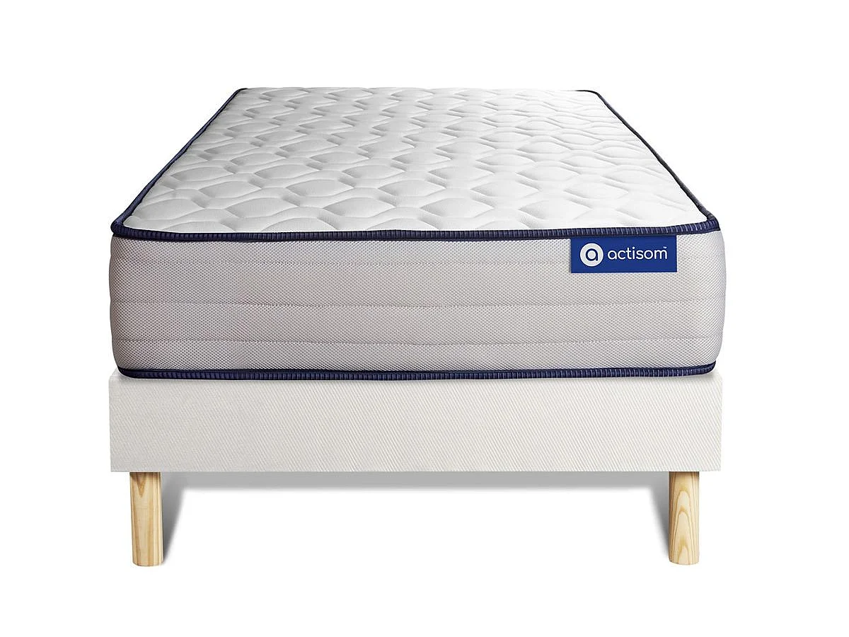 Ensemble matelas Latex et Mémoire de forme ACTILATEX FORM 80x200 cm 5zones de confort + sommier KIT blanc