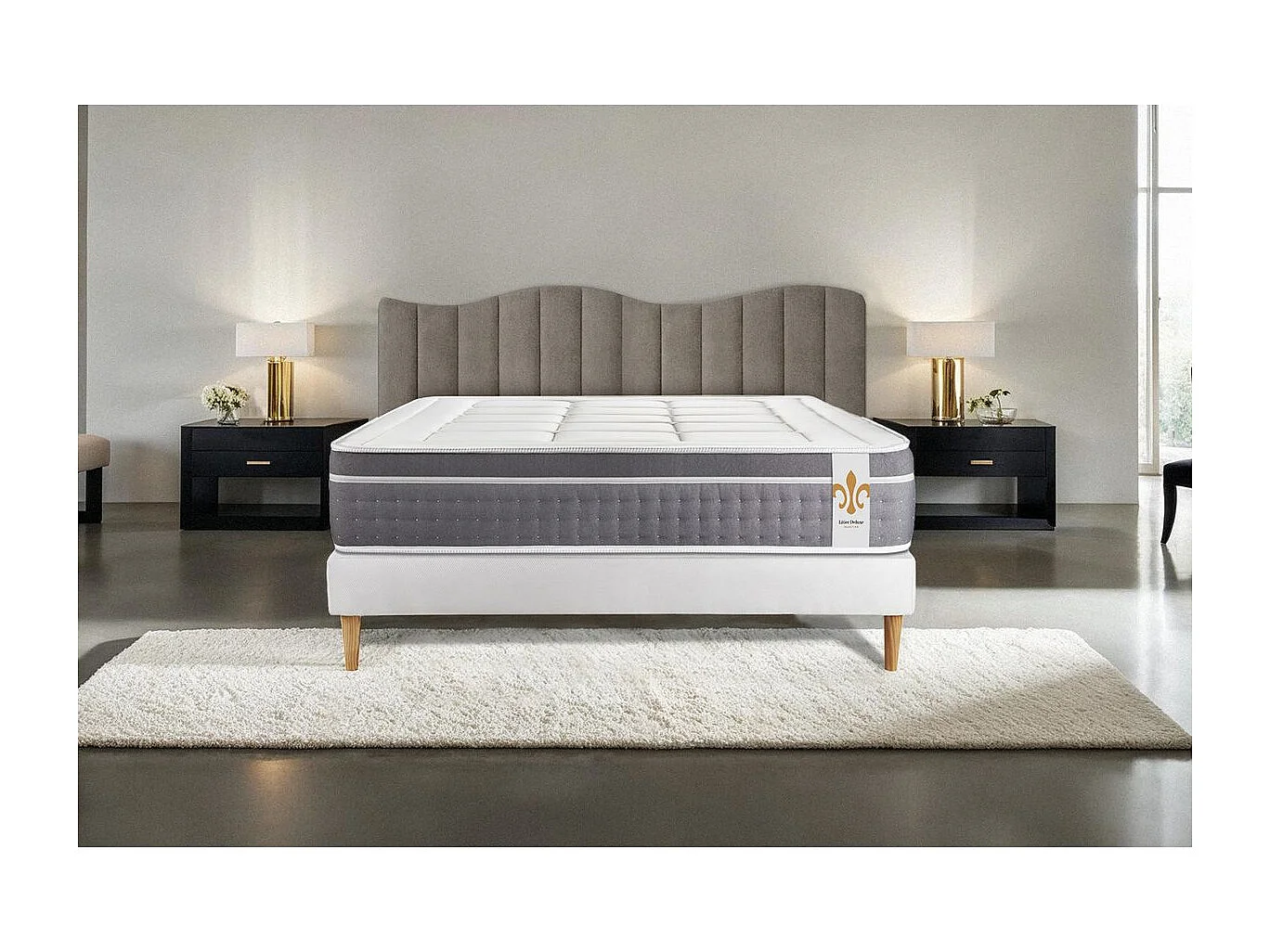 Ensemble Trente 200 x 200 cm sommier Kit Blanc