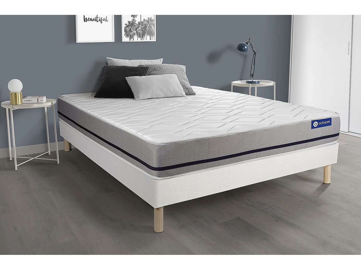Ensemble matelas 80x190 ACTIFLEX SOFT 3zones de confort + sommier KIT blanc